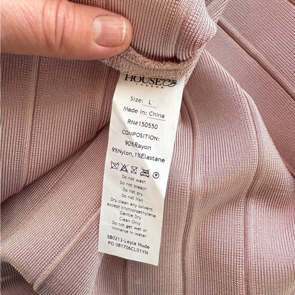 House of CB NWT Leila sz large Strapless Bandage Bodycon Mini Dress pink blush - Picture 8 of 12